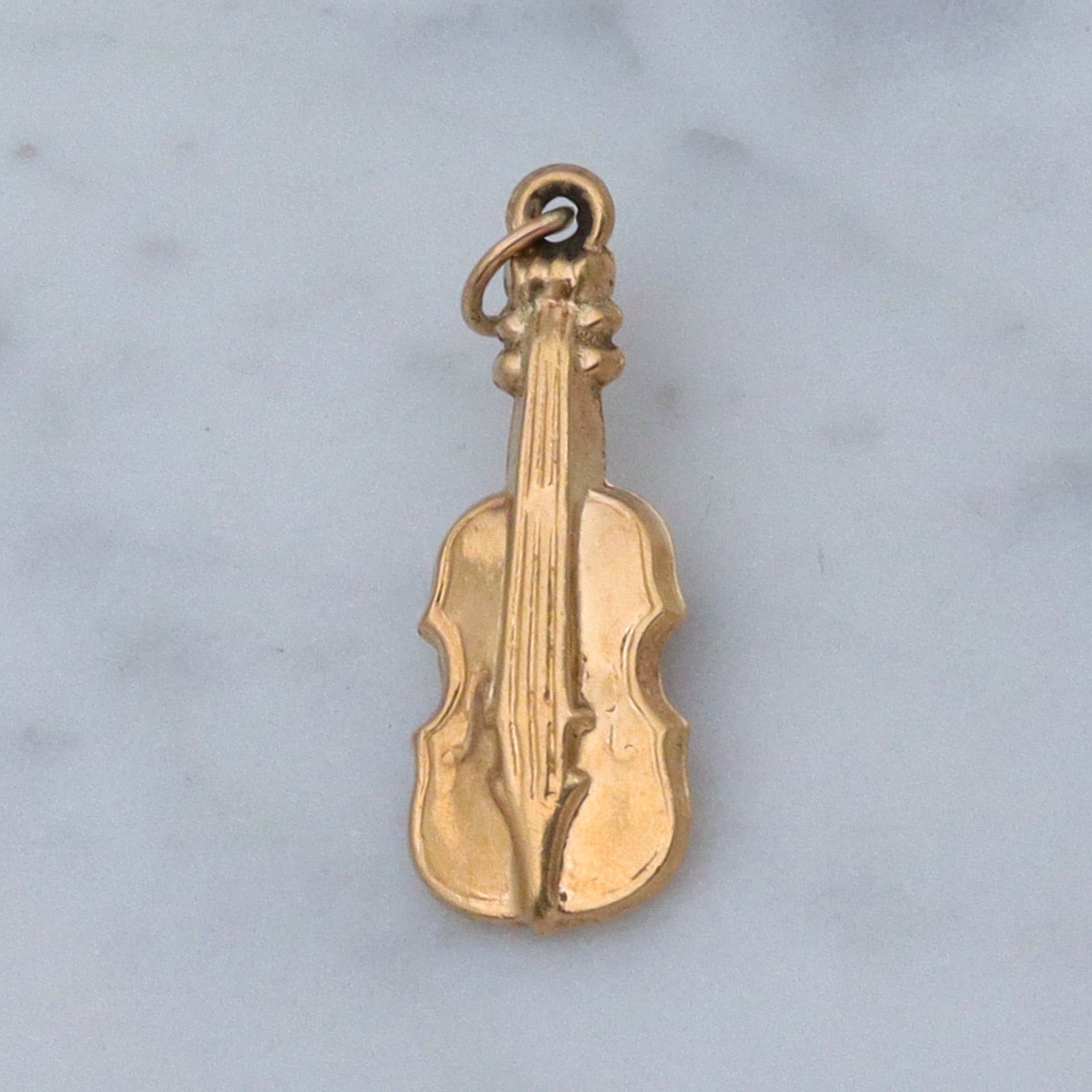 Vintage English 9k gold hollow violin charm pendant